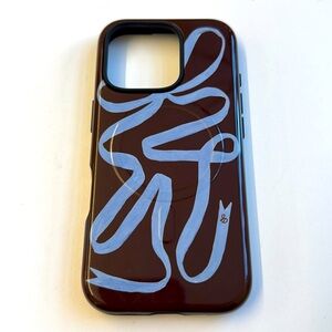 iPhone 16 Pro Case (Brown+ Blue Ribbon)